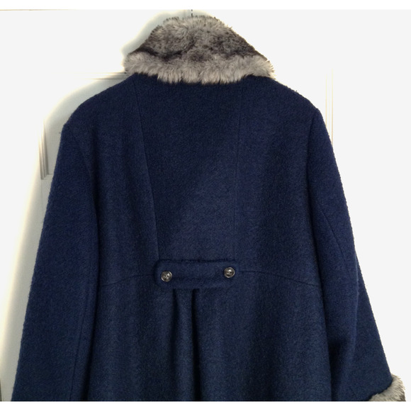 Vtg Penny Lane Coat 2X Blue Wool Blend Shearling Sherpa Faux Fur Afghan Winter - Picture 5 of 12